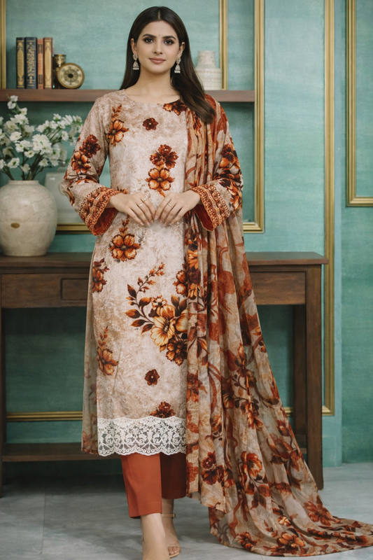 3PC Doria Loan Suit With Daman Pacth