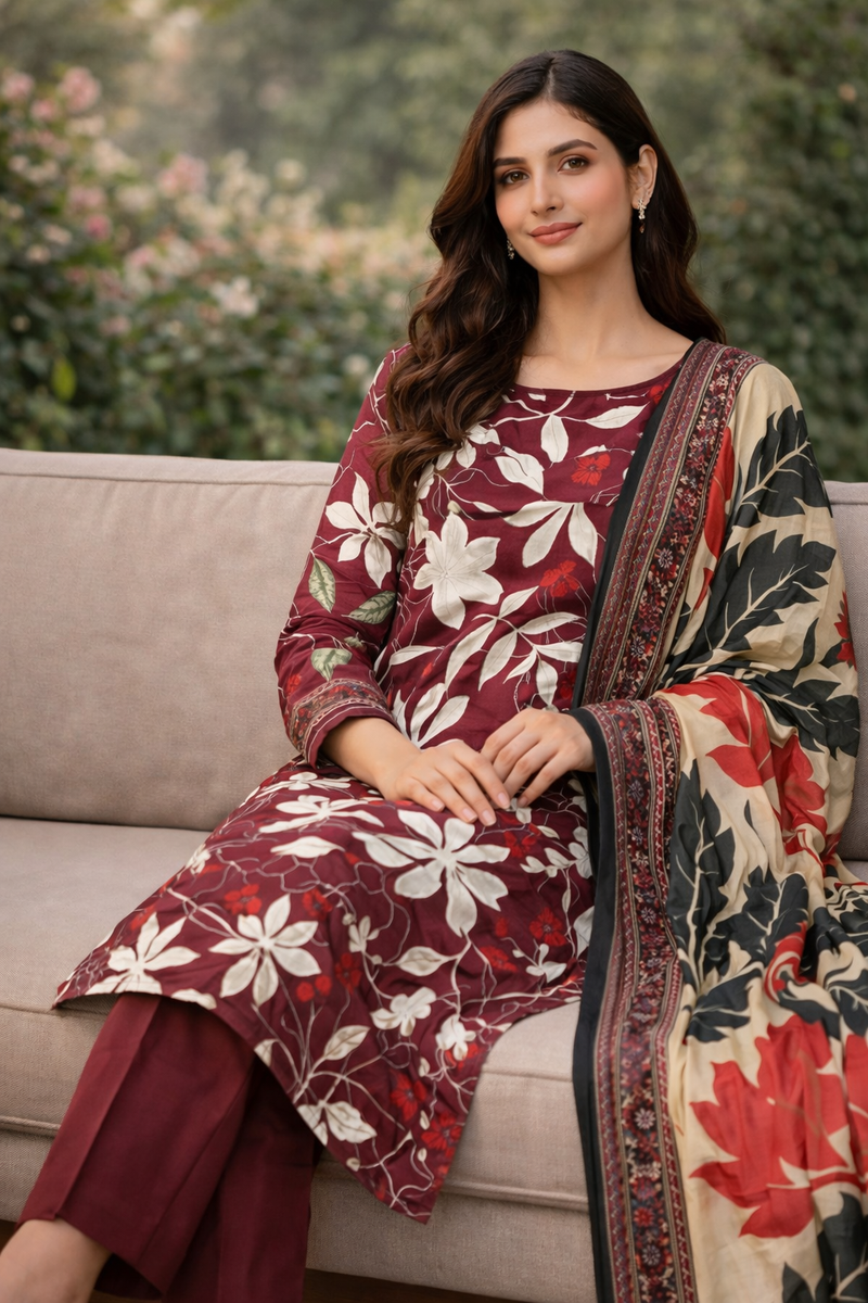 3Pc Printed Suit | High Quality Lawn